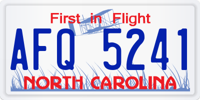 NC license plate AFQ5241
