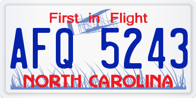 NC license plate AFQ5243