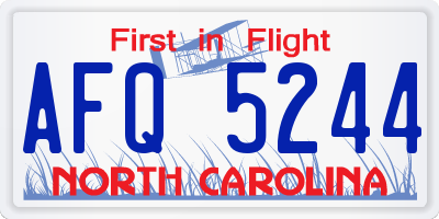 NC license plate AFQ5244