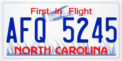NC license plate AFQ5245