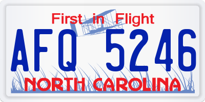 NC license plate AFQ5246