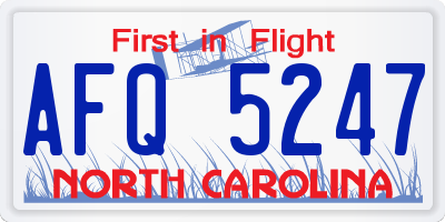 NC license plate AFQ5247