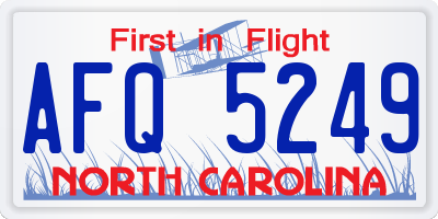 NC license plate AFQ5249