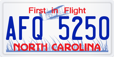 NC license plate AFQ5250