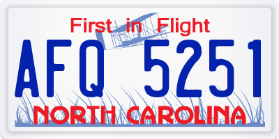 NC license plate AFQ5251