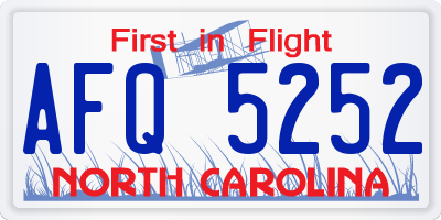 NC license plate AFQ5252