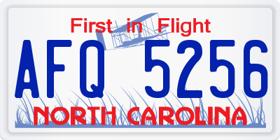 NC license plate AFQ5256