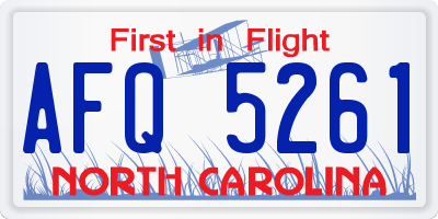 NC license plate AFQ5261