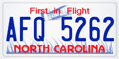 NC license plate AFQ5262
