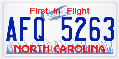 NC license plate AFQ5263