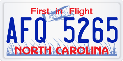 NC license plate AFQ5265