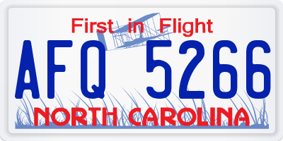 NC license plate AFQ5266