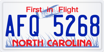 NC license plate AFQ5268