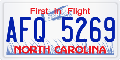 NC license plate AFQ5269