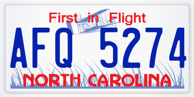 NC license plate AFQ5274