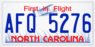 NC license plate AFQ5276