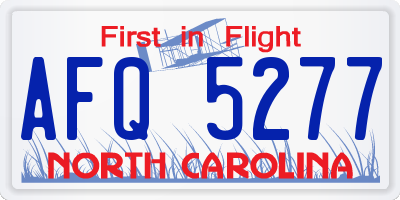 NC license plate AFQ5277