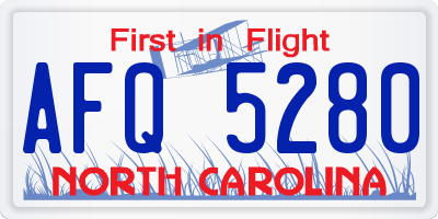 NC license plate AFQ5280