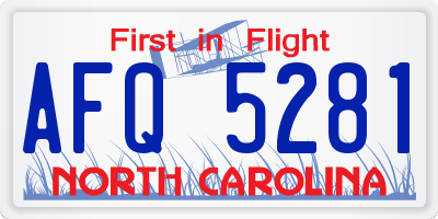 NC license plate AFQ5281