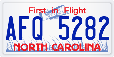 NC license plate AFQ5282