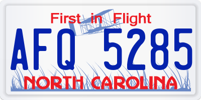 NC license plate AFQ5285