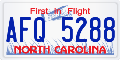 NC license plate AFQ5288