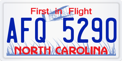 NC license plate AFQ5290