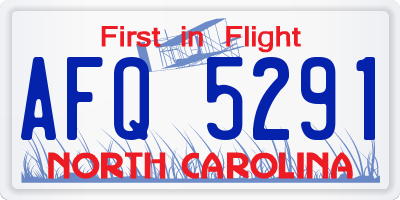NC license plate AFQ5291