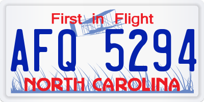 NC license plate AFQ5294