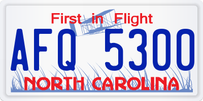 NC license plate AFQ5300