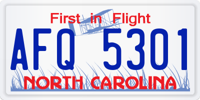 NC license plate AFQ5301