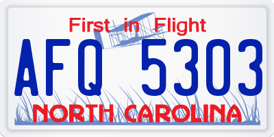 NC license plate AFQ5303
