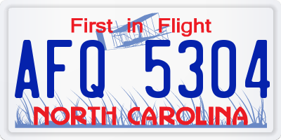 NC license plate AFQ5304
