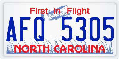 NC license plate AFQ5305