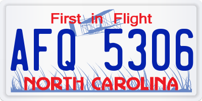 NC license plate AFQ5306