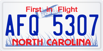 NC license plate AFQ5307