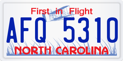 NC license plate AFQ5310