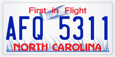 NC license plate AFQ5311