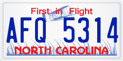 NC license plate AFQ5314