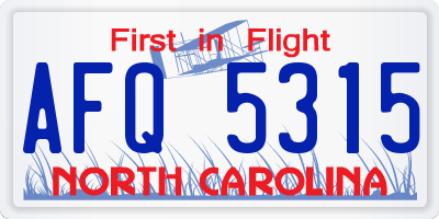 NC license plate AFQ5315