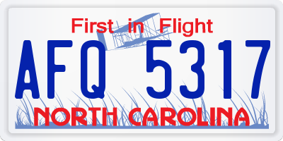 NC license plate AFQ5317