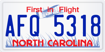 NC license plate AFQ5318