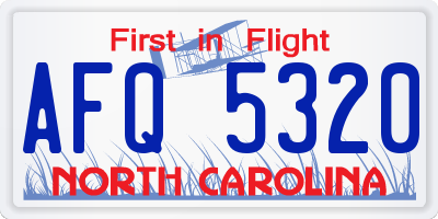 NC license plate AFQ5320