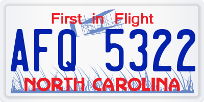 NC license plate AFQ5322