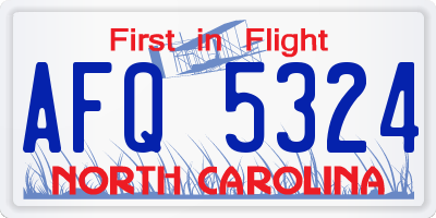 NC license plate AFQ5324