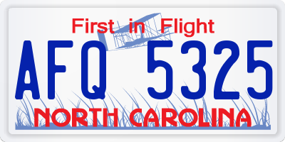 NC license plate AFQ5325