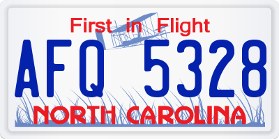 NC license plate AFQ5328
