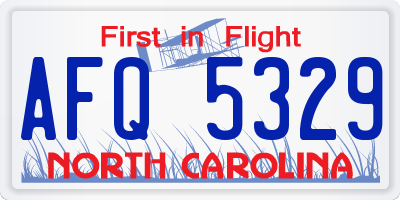 NC license plate AFQ5329