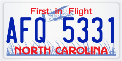 NC license plate AFQ5331
