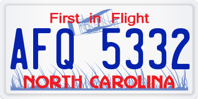 NC license plate AFQ5332